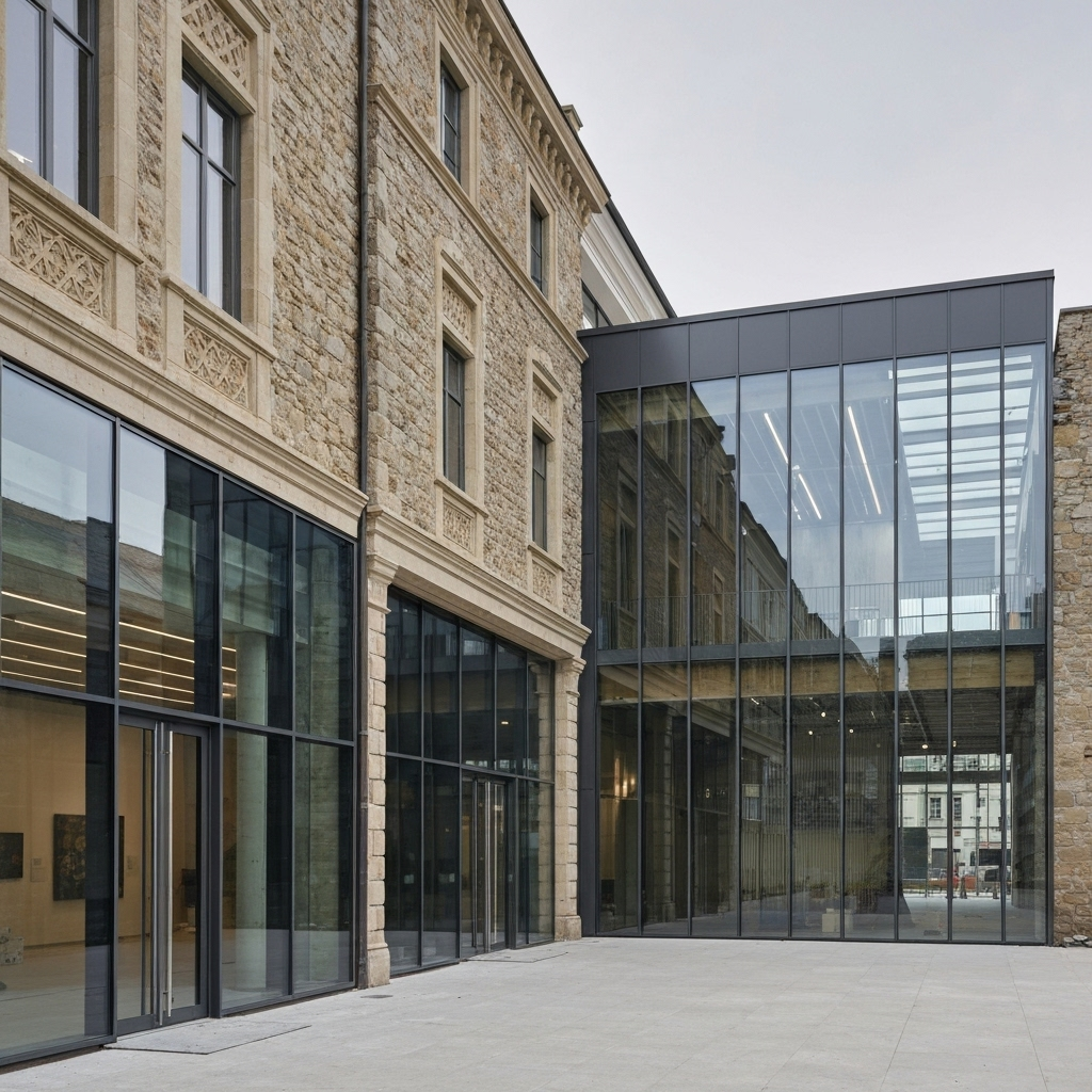 Cultural center construction with historic preservation and modern exhibition elements